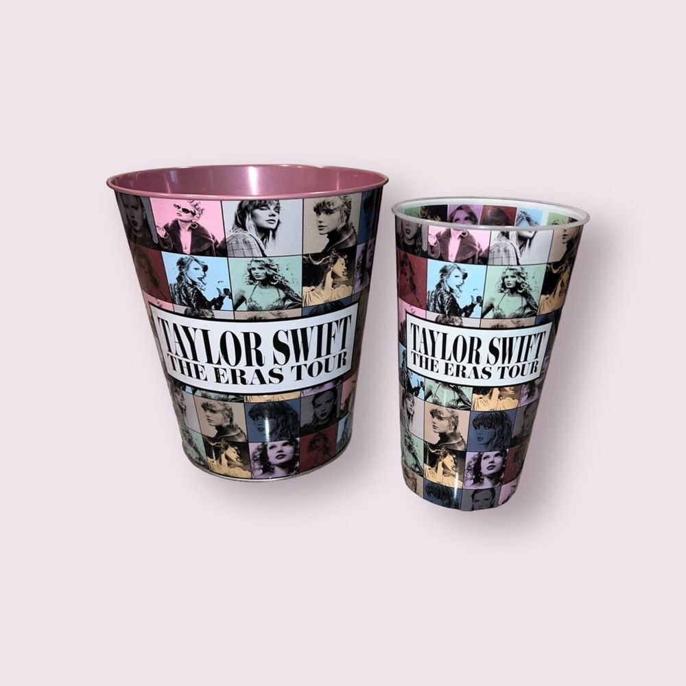 TAYLOR SWIFT THE‎ ERAS TOUR MOVIE Popcorn Bucket Pink Tin + Cup AMC EXCLU…